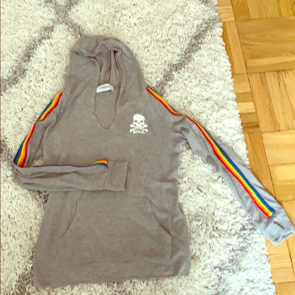 Soulcycle rainbow striped hoodie